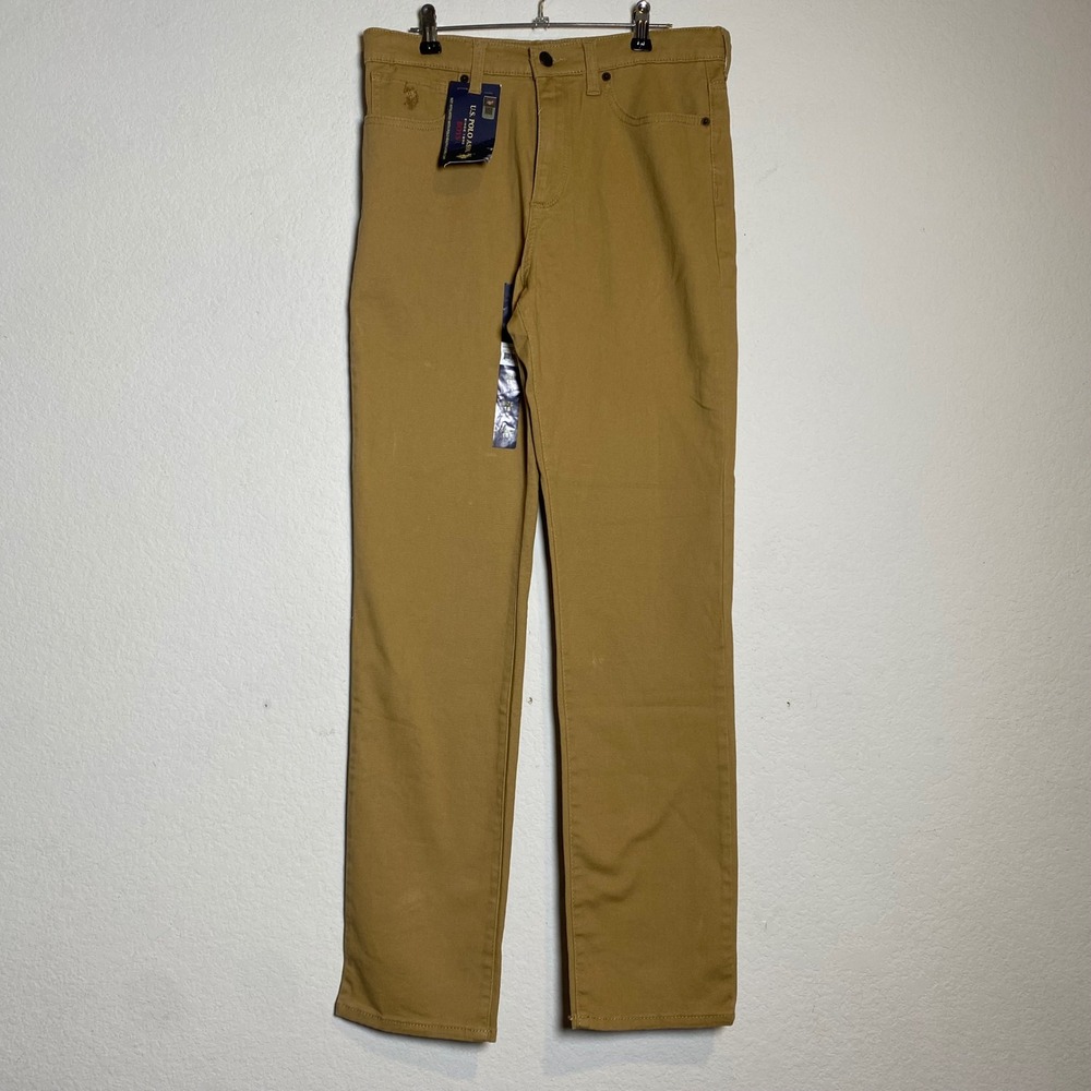 NWT US Polo Assn Boys Straight Twill Jeans Honey Size 18 Preppy Uniform Gorpcore